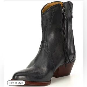 NIB Free People New Frontier Leather Block Heel western booties size 6.5